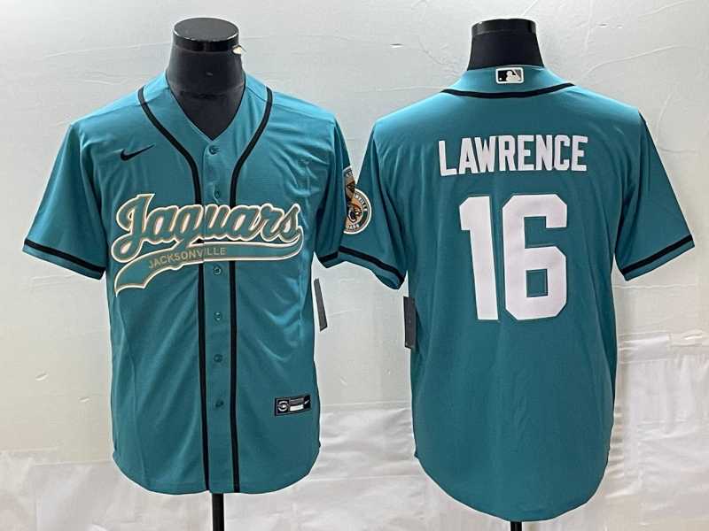 Men's Jacksonville Jaguars #16 Trevor Lawrence Teal With Patch Cool Base Stitched Baseball Jersey,We sell and wholesale Men's Jacksonville Jaguars #16 Trevor Lawrence Teal With Patch Cool Base Stitched Baseball Jersey on line form chian!